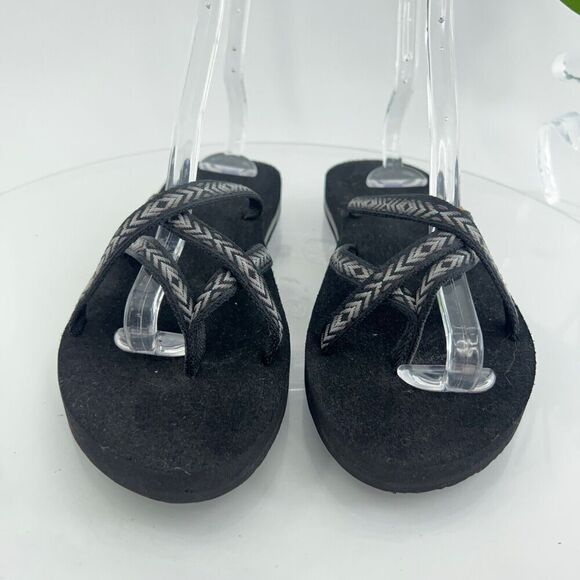 Teva Women's Olowahu Sandal Size 10 Thong Slide Flip Flop Black Tan Comfy - Picture 4 of 13